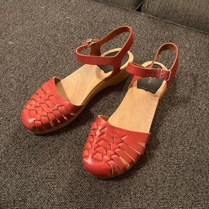 Swedish Hasbeens Red Sandals - Used Great Condition